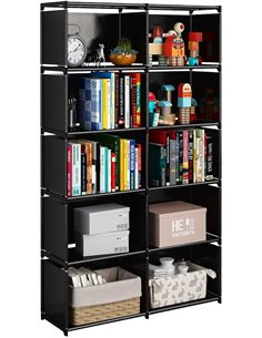 JIUYOTREE Estanterías de Cubos Estantería Modular Librería Abierta con 10 Cubos Adecuado para Estudio, Sala de Estar, Dormitorio