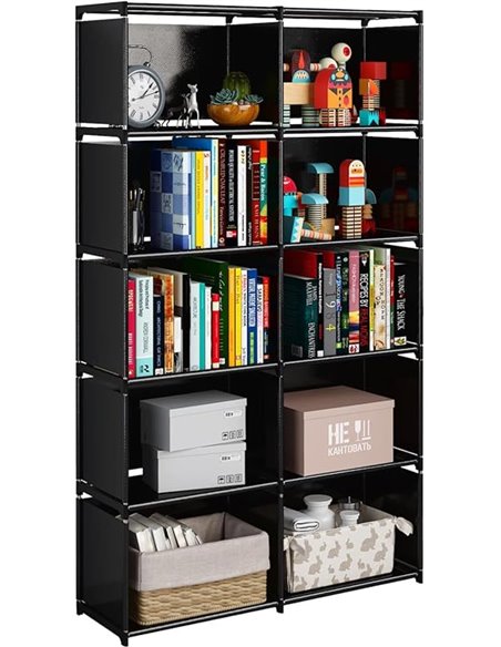 JIUYOTREE Estanterías de Cubos Estantería Modular Librería Abierta con 10 Cubos Adecuado para Estudio, Sala de Estar, Dormitorio