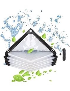 Lona Impermeable Transparente con Ojales, para Muebles de jardín, para Exteriores, Impermeable, Aislamiento de Plantas, Resisten