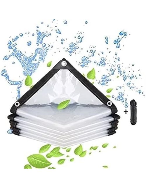 Lona Impermeable Transparente con Ojales, para Muebles de jardín, para Exteriores, Impermeable, Aislamiento de Plantas, Resisten
