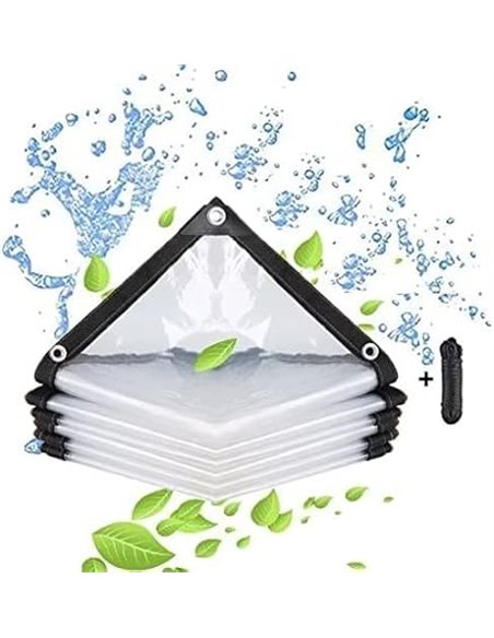 Lona Impermeable Transparente con Ojales, para Muebles de jardín, para Exteriores, Impermeable, Aislamiento de Plantas, Resisten