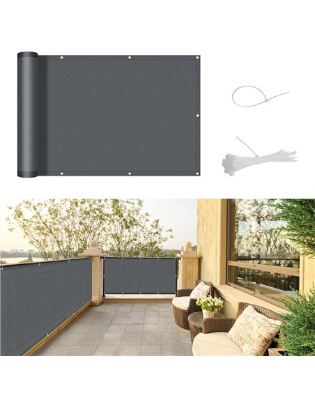 SUNNY GUARD Pantalla Privacidad Balcón 100x500cm Ocultacion Balcon Impermeable,a Prueba de Viento y con Protección UV para Balcó