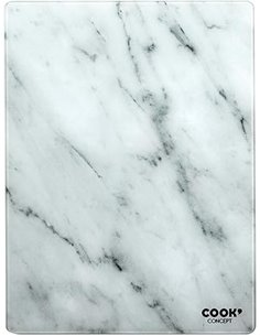 COOK CONCEPT - KD3348 Tabla de Cortar Rectangular de Vidrio Templado Efecto Mármol - Diseñada para Corte Fácil - Dimensiones 0,4