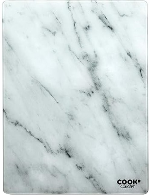COOK CONCEPT - KD3348 Tabla de Cortar Rectangular de Vidrio Templado Efecto Mármol - Diseñada para Corte Fácil - Dimensiones 0,4