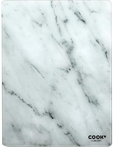COOK CONCEPT - KD3348 Tabla de Cortar Rectangular de Vidrio Templado Efecto Mármol - Diseñada para Corte Fácil - Dimensiones 0,4