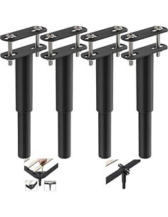 4Pcs Patas de Cama Ajustable, Pies Negros para Gabinete de Acero Espesante 18-33cm Soporte para Muebles DIY Mesa o Sofá