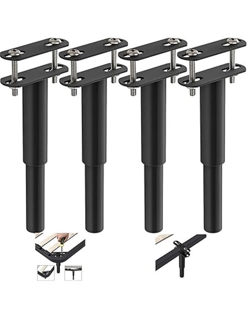 4Pcs Patas de Cama Ajustable, Pies Negros para Gabinete de Acero Espesante 18-33cm Soporte para Muebles DIY Mesa o Sofá