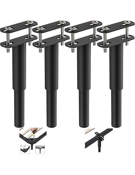 4Pcs Patas de Cama Ajustable, Pies Negros para Gabinete de Acero Espesante 18-33cm Soporte para Muebles DIY Mesa o Sofá