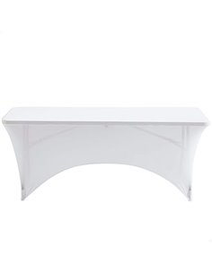 Aktive 61547 - Funda mesa jardín impermeable blanca, Protector mesa elástico 180x76x76cm, Funda mueble jardín resistente con suj