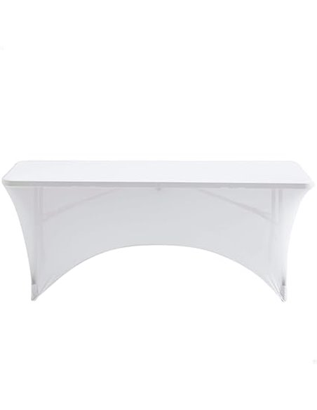 Aktive 61547 - Funda mesa jardín impermeable blanca, Protector mesa elástico 180x76x76cm, Funda mueble jardín resistente con suj