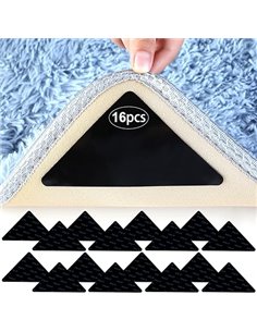 AiQInu Pinzas para Alfombras,16 Piezas Cinta Antideslizante para Alfombras,Reutilizable und Lavable Bases Antideslizante Alfombr