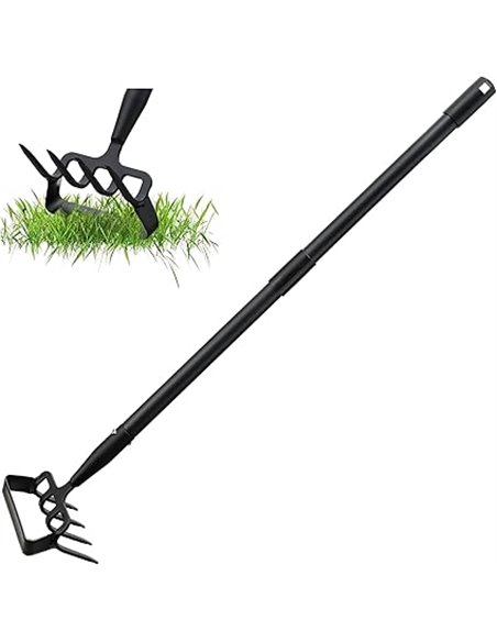 Zapas de jardín para desmalezado, herramientas de zapa con asa para jardín con anillo ajustable, mango largo resistente con asa 