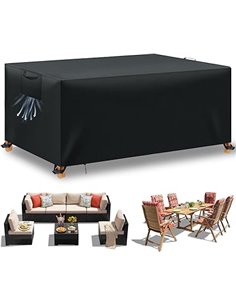 Funda para Muebles de Jardín Exterior, Funda Mesa Exterior Impermeable, Tela Oxford 420D, Anti Viento, Anti UV Funda Protectora 