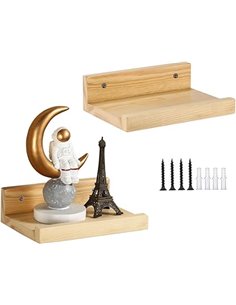 Z metnal Pequeños estantes flotantes, estante de pared de madera para mostrar imágenes coleccionables, velas, estantes de almace