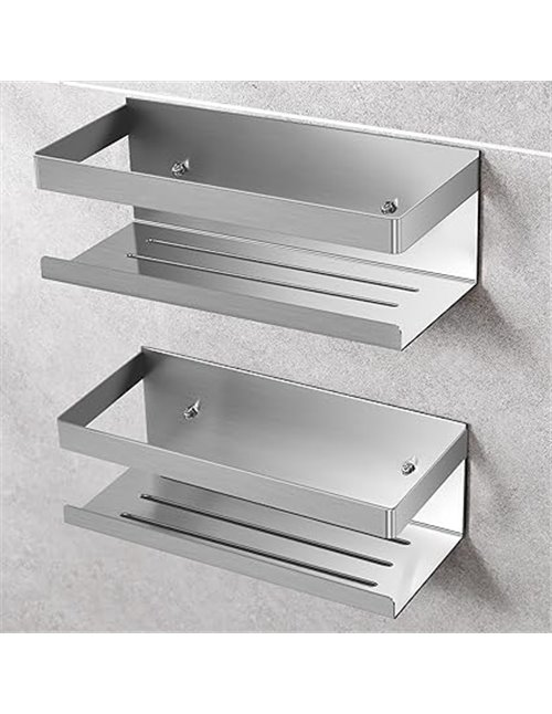 Estanteria Baño de Acero Inoxidable SUS304, 2 Piezas Estanteria Ducha sin Taladro, Organizador Ducha para Champú y Gel de Baño (