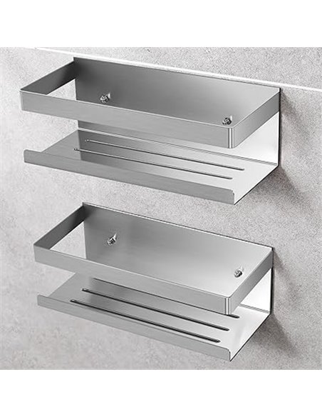 Estanteria Baño de Acero Inoxidable SUS304, 2 Piezas Estanteria Ducha sin Taladro, Organizador Ducha para Champú y Gel de Baño (
