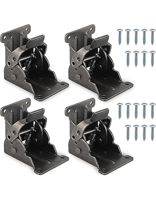 Piezas Bisagras Plegables de 90 Grados con Bloqueo Automático - Herrajes para Patas de Muebles y Mesas Plegables, Incluye 40 Tor