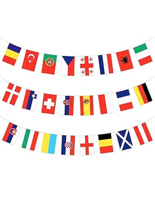 Suloli - Guirnalda de 2 banderas del mundo, bandera de 24 países, decoración bar, jardín, club, restaurante, fiesta, eventos (28
