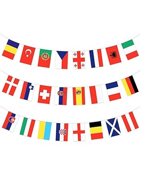 Suloli - Guirnalda de 2 banderas del mundo, bandera de 24 países, decoración bar, jardín, club, restaurante, fiesta, eventos (28