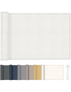 HENG FENG Pantalla Privacidad Balcón 0.9x10m, Protección UV, Lluvia y Viento, 160g/㎡ Tela PES, con Ataduras de Cable, Beige - Id