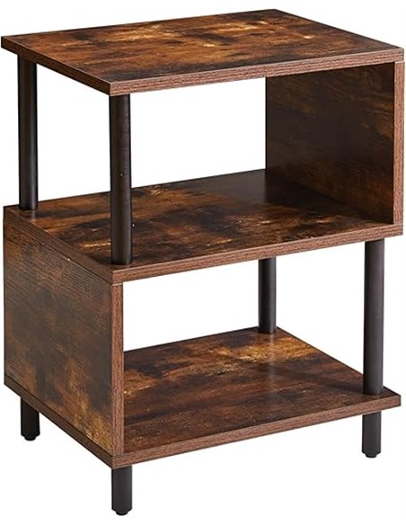 Mesa Auxiliar de Diseño en Forma de S, Mesa Auxiliar para Sofá, Mesita de Noche de Estilo Industrial para Sala de Estar, Dormito