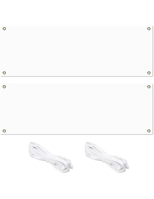 2 Juegos Pancarta Blanca 180x60cm, Personalizadas Banner Blanca, Pancarta en Blanco para Bricolaje Actividades, Pancartas de Lon