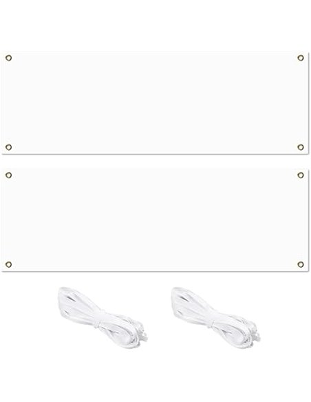 2 Juegos Pancarta Blanca 180x60cm, Personalizadas Banner Blanca, Pancarta en Blanco para Bricolaje Actividades, Pancartas de Lon
