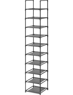 edihome, Zapatero Estrecho, 10 Niveles, (33 x 33 x 173 cm), Organizador Zapatos, Zapateros Estrechos y Altos, de Plastico, Verti