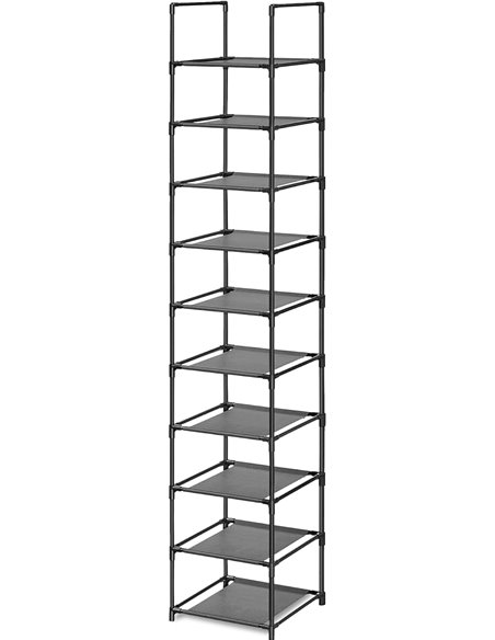 edihome, Zapatero Estrecho, 10 Niveles, (33 x 33 x 173 cm), Organizador Zapatos, Zapateros Estrechos y Altos, de Plastico, Verti