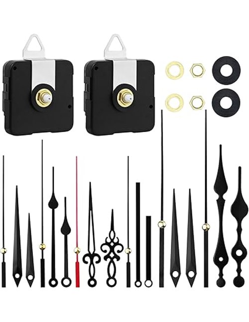 2 Piezas Mecanismo Reloj De Pared, Movimiento De Reloj De Cuarzo Silencioso, con 5 Diferentes Pares Agujas Reloj Pared, para DIY