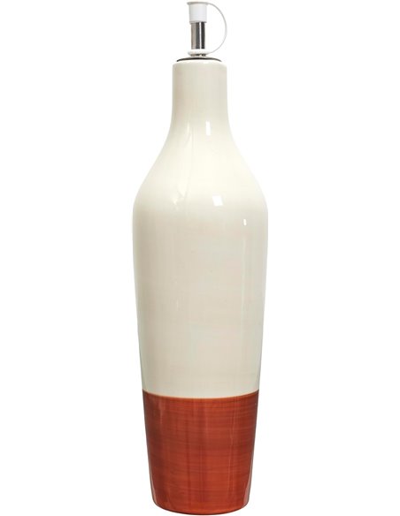 HOME DECO FACTORY - KA0540 Aceitera de Cerámica Bicolor - Elegante para Aceites y Vinagres - Capacidad 670 ML - Diseño Moderno y