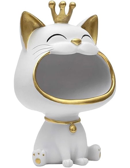 HOME DECO FACTORY, HD0157 - Estatua vacía de gato decorativa, elegante y práctica, acabado moderno, ideal para organizar tus peq