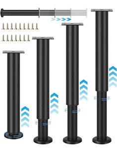 4 pata para muebles ajustables, color negro, patas de altura 25-42 cm, repuesto para sofá, silla, escritorio, armario