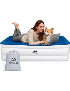 Colchón Hinchable Individual 190 x 99 x 46 cm, colchón Hinchable con Bomba integrada para casa, Viajes y Camping, Peso máximo: 3