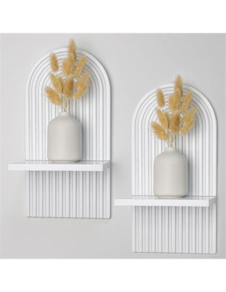 YiYa 2 Piezas Boho Tablero de Madera Decoración Arco Iris Baño Estantería Flotante de Madera Decoración de Pared para Estar, Dor