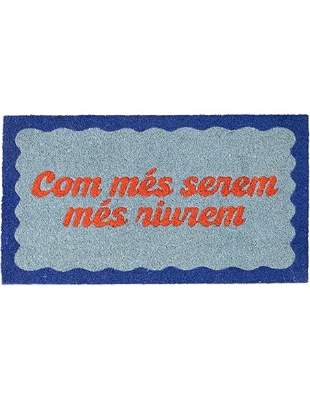 FISURA – Felpudo Entrada casa “com més serem” de Coco con Base Antideslizante de PVC. Felpudo Original Azul y Rojo. Alfombra Ent