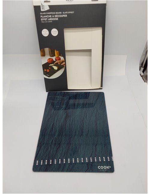 COOK CONCEPT - KD3349 Tabla de Cortar Rectangular de Vidrio Templado - Efecto Pizarra - Diseño Elegante para Cocina - Dimensione