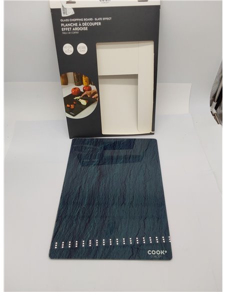 COOK CONCEPT - KD3349 Tabla de Cortar Rectangular de Vidrio Templado - Efecto Pizarra - Diseño Elegante para Cocina - Dimensione