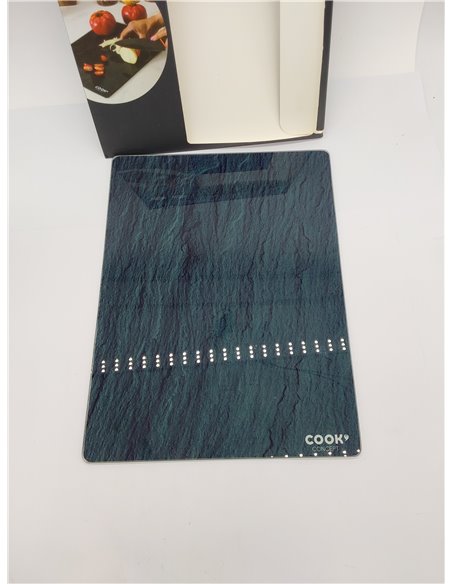 COOK CONCEPT - KD3349 Tabla de Cortar Rectangular de Vidrio Templado - Efecto Pizarra - Diseño Elegante para Cocina - Dimensione