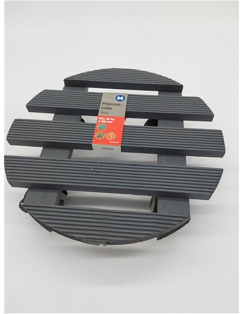 Metafranc 825240 - Rodillo para Plantas (diámetro de 300 mm, Capacidad de Carga de 60 kg, Placa de Pino estriada, Ruedas TPE con