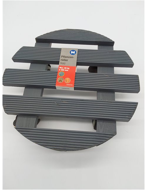 Metafranc 825240 - Rodillo para Plantas (diámetro de 300 mm, Capacidad de Carga de 60 kg, Placa de Pino estriada, Ruedas TPE con