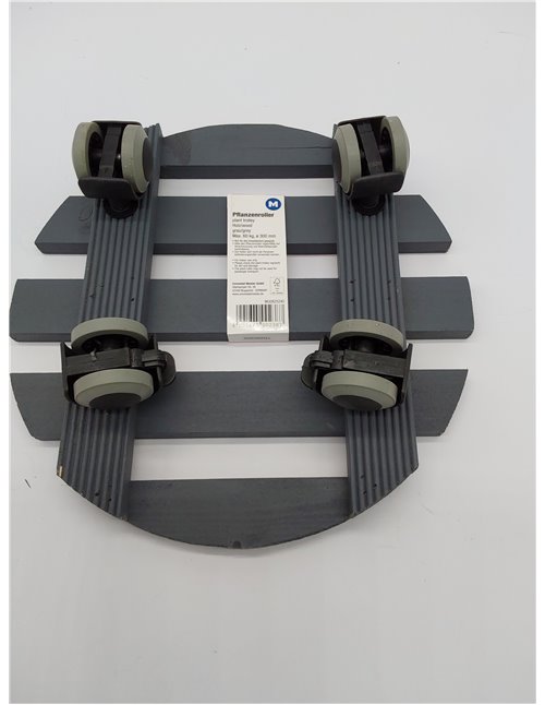 Metafranc 825240 - Rodillo para Plantas (diámetro de 300 mm, Capacidad de Carga de 60 kg, Placa de Pino estriada, Ruedas TPE con