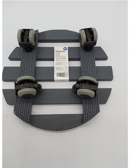 Metafranc 825240 - Rodillo para Plantas (diámetro de 300 mm, Capacidad de Carga de 60 kg, Placa de Pino estriada, Ruedas TPE con