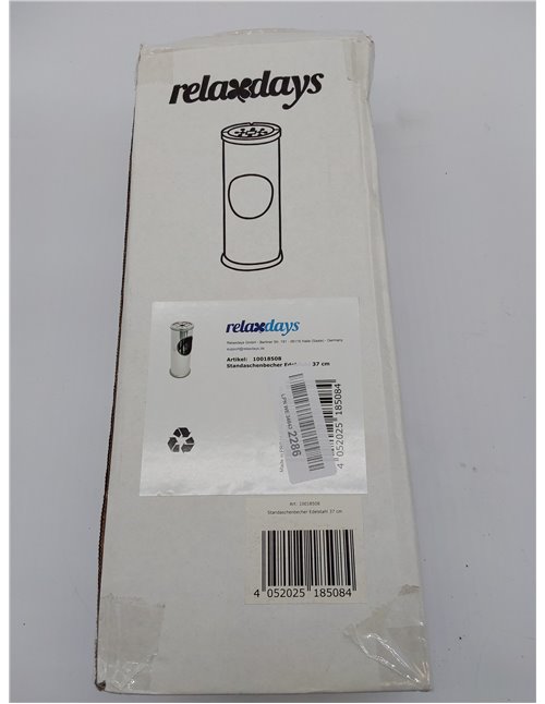 Relaxdays Cenicero con Papelera integrada, Acero y plástico 37 cm