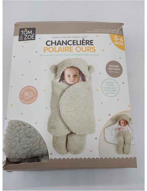 TOM ET ZOE, PU0001, Chancelière Polaire Ourson 0-6 Mois, Confort Optimal, Design Ludique, Pratique et Polyvalente, Idéale pour S