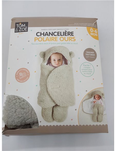TOM ET ZOE, PU0001, Chancelière Polaire Ourson 0-6 Mois, Confort Optimal, Design Ludique, Pratique et Polyvalente, Idéale pour S