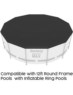 BESTWAY Cobertor de Invierno Redondo Ø370 cm de PVC para Piscinas Negro