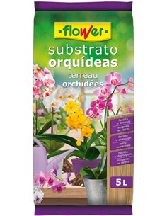 Flower - Substrato Orquídeas, 5L, Oxigena Raíces, Corteza Vegetal, Ideal para Plantas Epífitas, Fibra de Coco, Retención de Hume