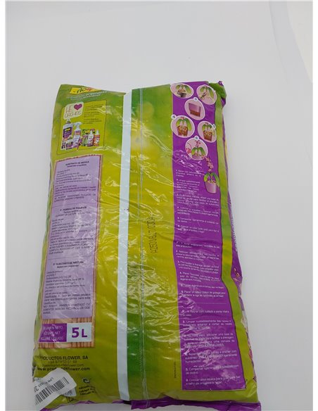 Flower - Substrato Orquídeas, 5L, Oxigena Raíces, Corteza Vegetal, Ideal para Plantas Epífitas, Fibra de Coco, Retención de Hume