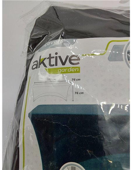 Aktive 61548 - Funda mesa jardín impermeable negra, Funda mueble jardín resistente con sujeción de refuerzo, Protector mesa elás